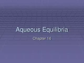 aqueous equilibria