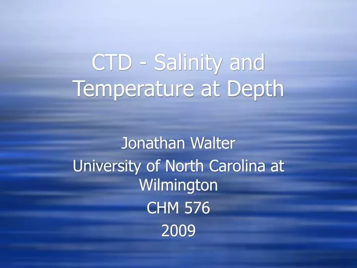 ctd salinity and temperature at depth