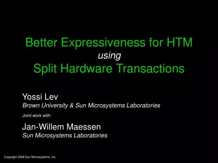 better expressiveness for htm using split hardware transactions