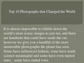 Top 10 Photographs that Changed the World