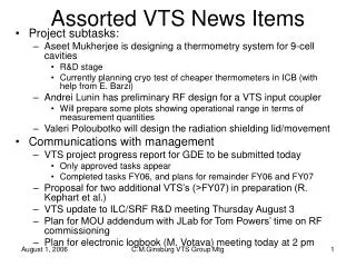 Assorted VTS News Items