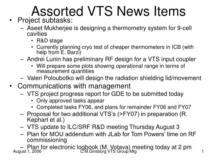 assorted vts news items