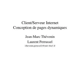 client serveur internet conception de pages dynamiques