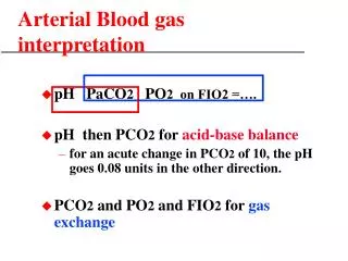 Arterial Blood gas interpretation
