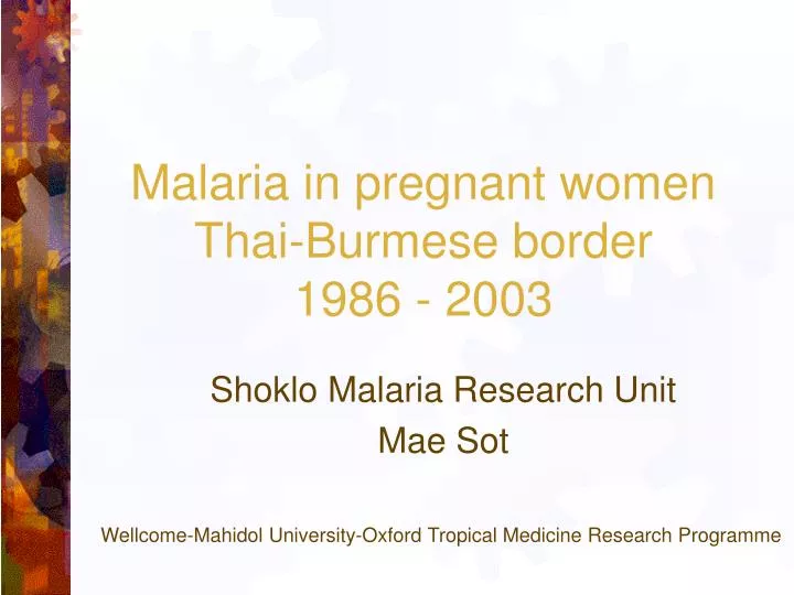 malaria in pregnant women thai burmese border 1986 2003