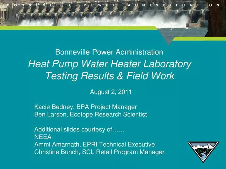 bonneville power administration heat pump water heater laboratory testing results field work