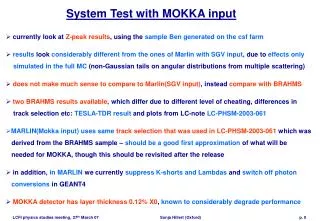 System Test with MOKKA input