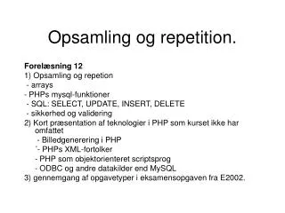 opsamling og repetition