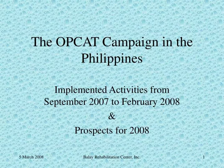 the opcat campaign in the philippines