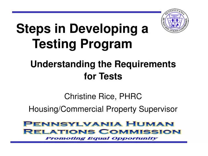 steps in developing a testing program