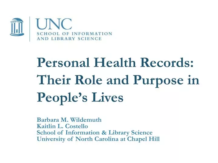 personal health records their role and purpose in people s lives
