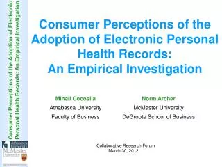 Collaborative Research Forum March 30, 2012