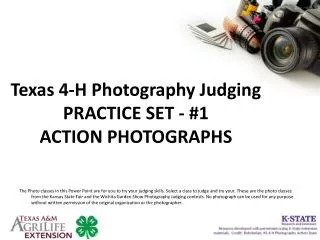 Texas 4-H Photography Judging PRACTICE SET - #1 ACTION PHOTOGRAPHS