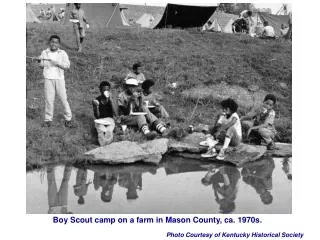 Boy Scout camp on a farm in Mason County, ca. 1970s.