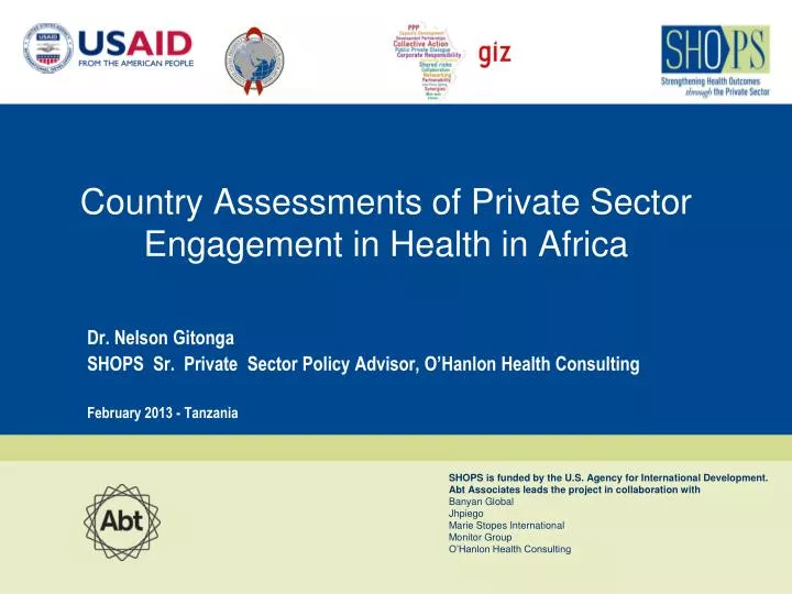 country assessments of private sector engagement in health in africa