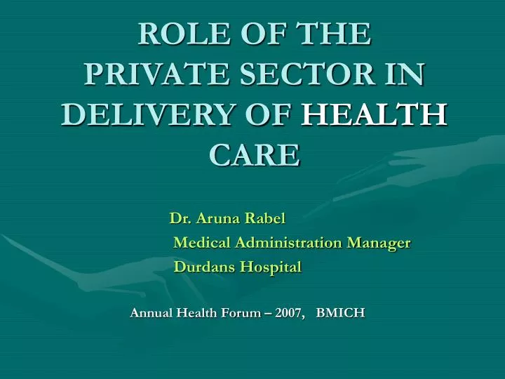 role of the private sector in delivery of health care