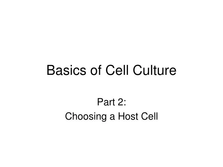 basics of cell culture