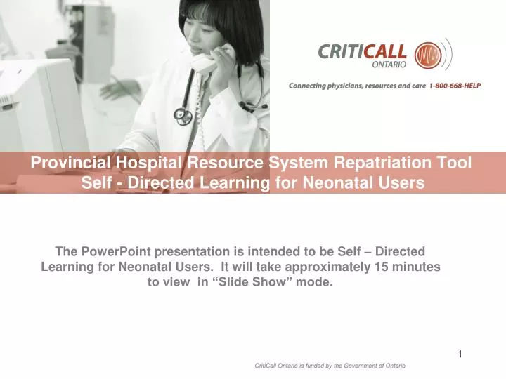 provincial hospital resource system repatriation tool self directed learning for neonatal users