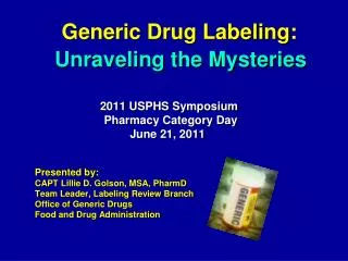 Generic Drug Labeling:
