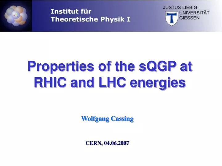 properties of the sqgp at rhic and lhc energies
