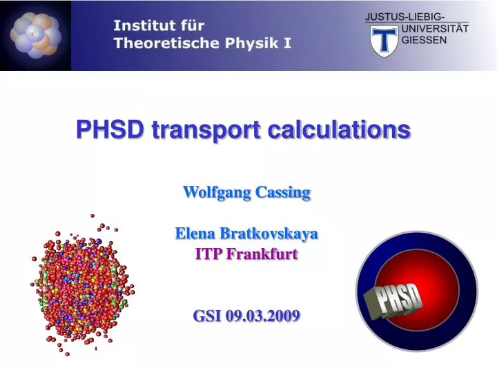 phsd transport calculations