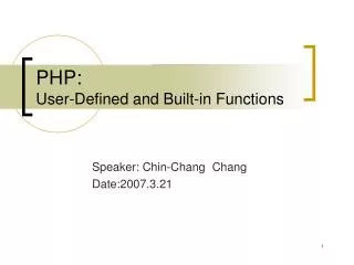 PHP: User-Defined and Built-in Functions