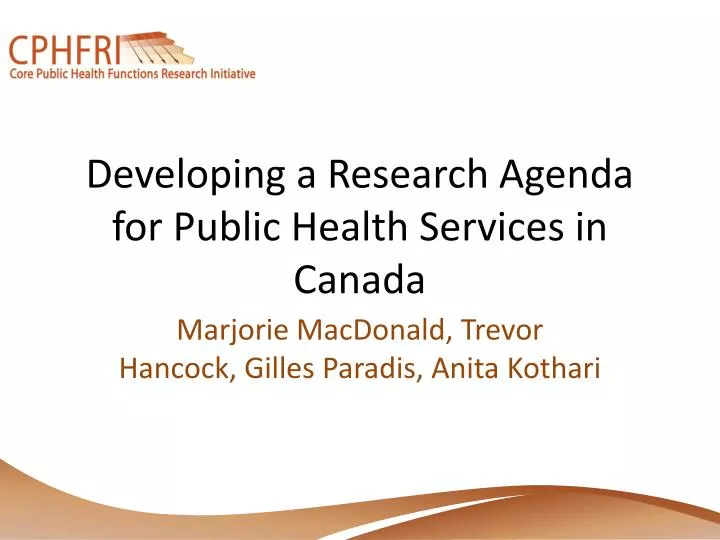 developing a research agenda for public health services in canada