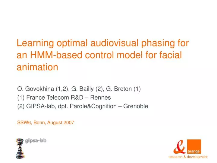 learning optimal audiovisual phasing for an hmm based control model for facial animation
