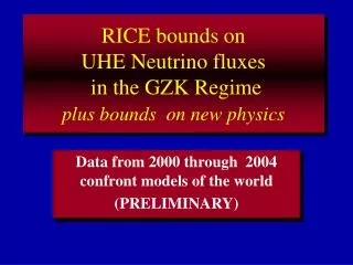 RICE bounds on UHE Neutrino fluxes in the GZK Regime plus bounds on new physics