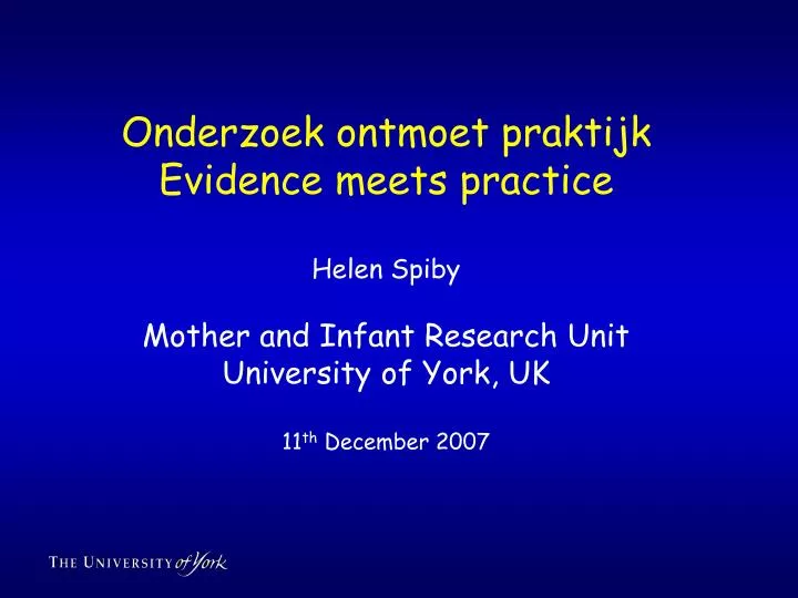 onderzoek ontmoet praktijk evidence meets practice