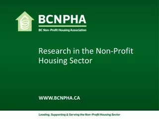 Research in the Non-Profit Housing Sector