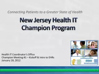 New Jersey Health IT Champion Program