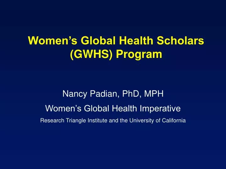 women s global health scholars gwhs program