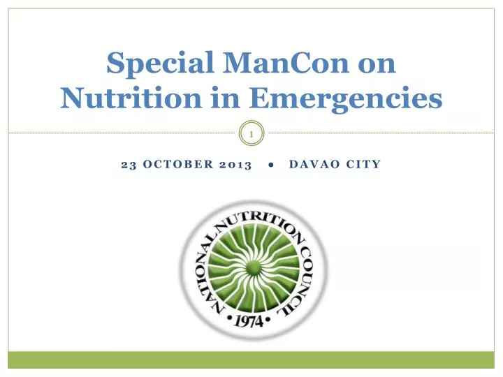 special mancon on nutrition in emergencies