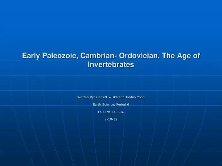 early paleozoic cambrian ordovician the age of invertebrates