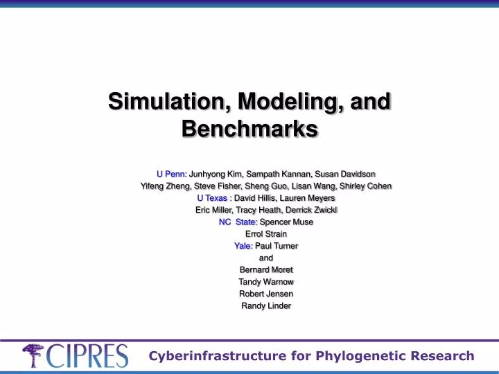 simulation modeling and benchmarks