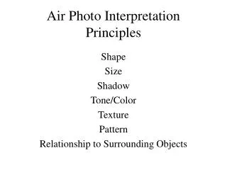 Air Photo Interpretation Principles