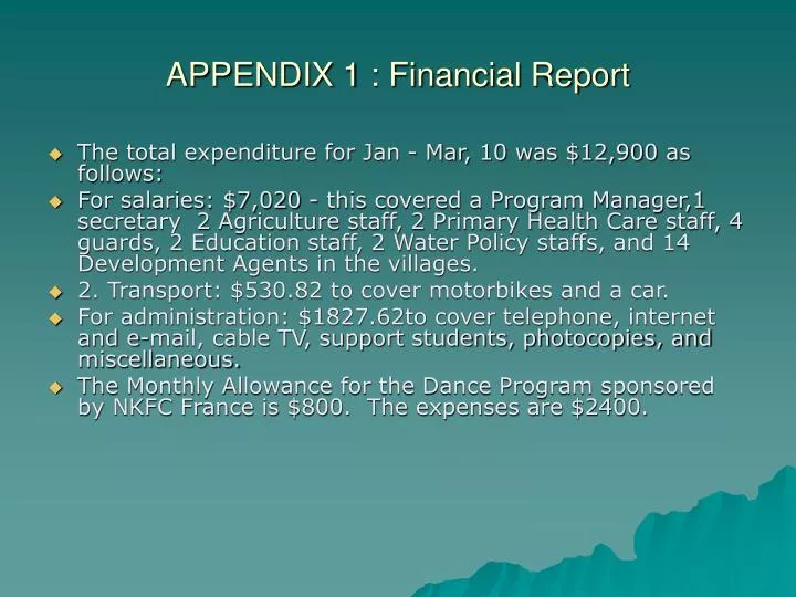 appendix 1 financial report