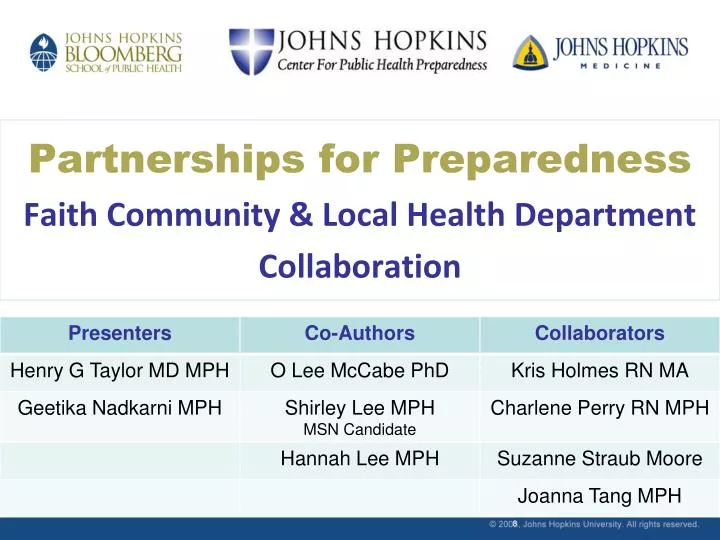 partnerships for preparedness faith community local health department collaboration