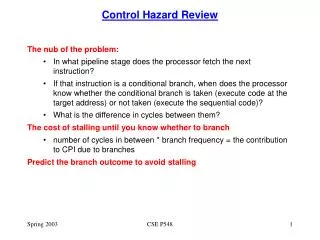 Control Hazard Review