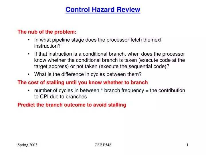 control hazard review