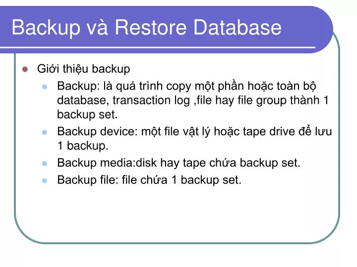 backup v restore database