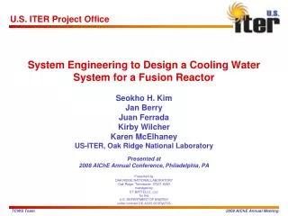 System Engineering to Design a Cooling Water System for a Fusion Reactor
