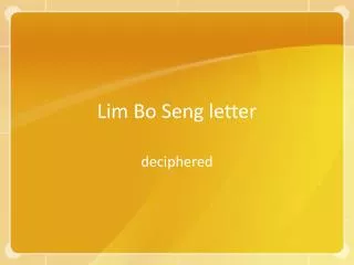 Lim Bo Seng letter