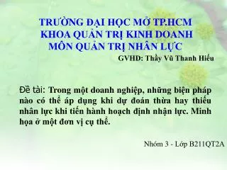 tr ng a i ho c m tp hcm khoa qua n tri kinh doanh m n qu n tr nh n l c gvhd th y v thanh hi u