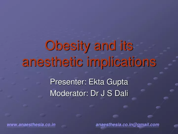 obesity and its anesthetic implications