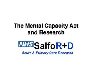 The Mental Capacity Act and Research