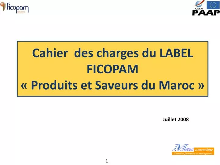 cahier des charges du label ficopam produits et saveurs du maroc