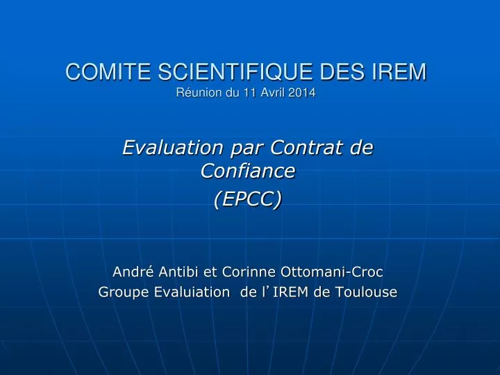 comite scientifique des irem r union du 11 avril 2014