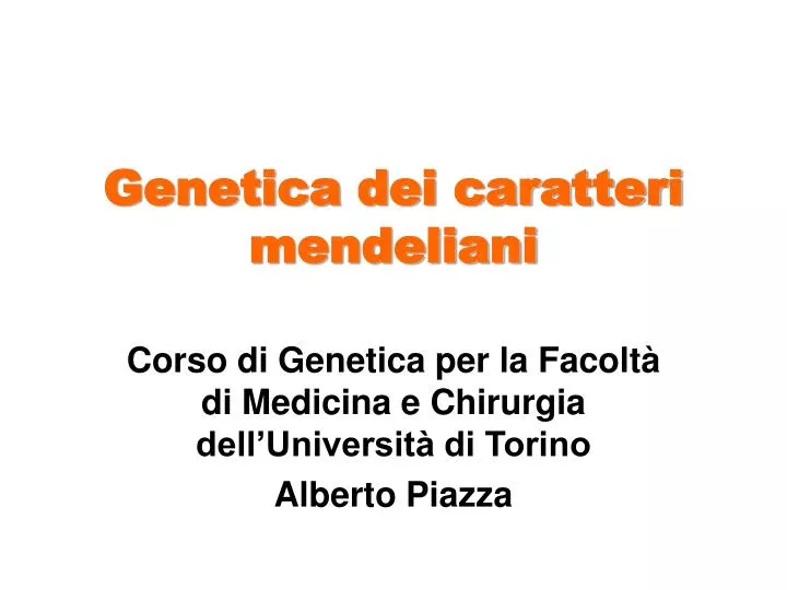 genetica dei caratteri mendeliani